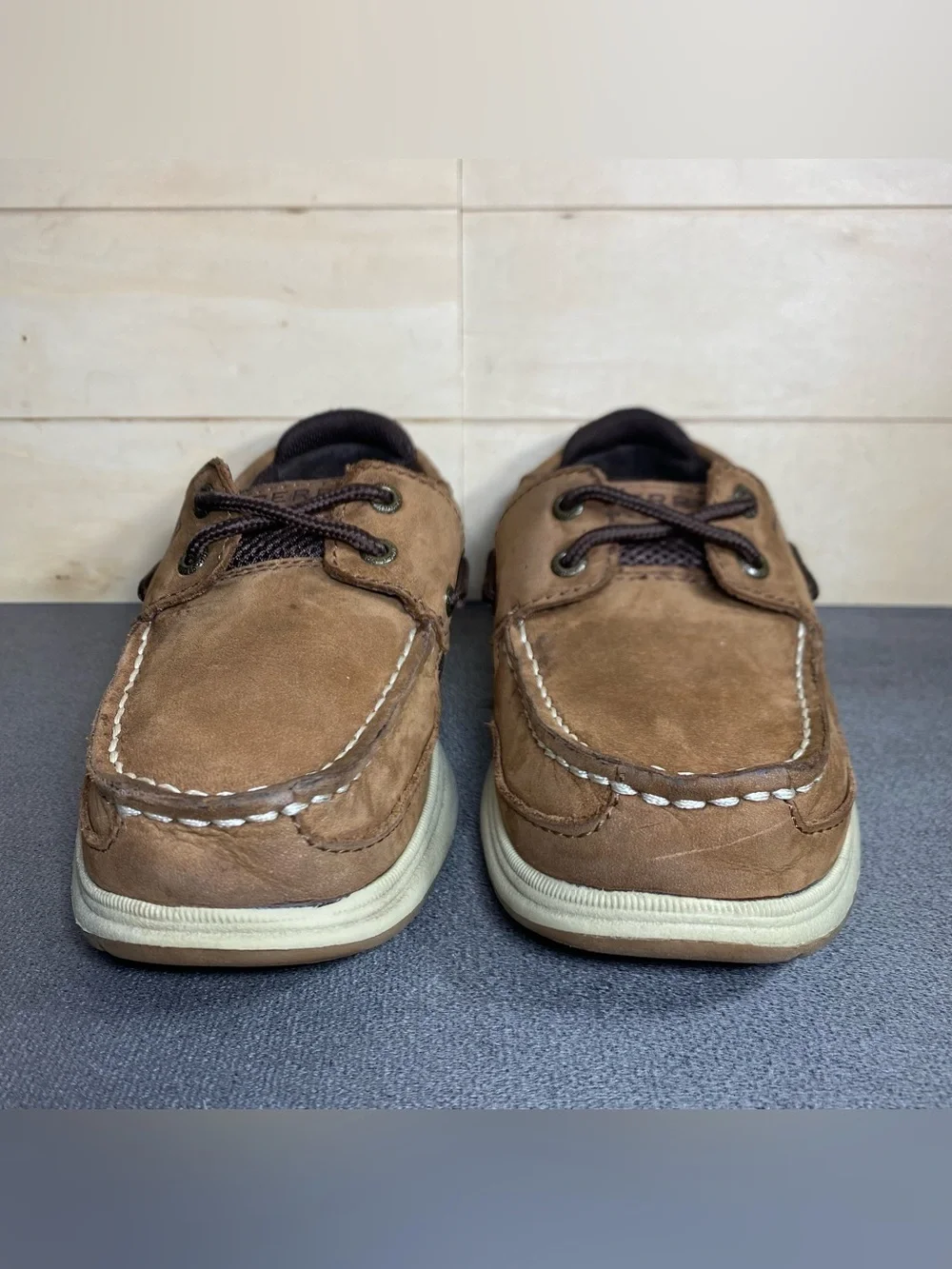Sperry Top Sider Lanyard Boat Shoes Kid's Boy's Youth Size 1 M Brown Leather